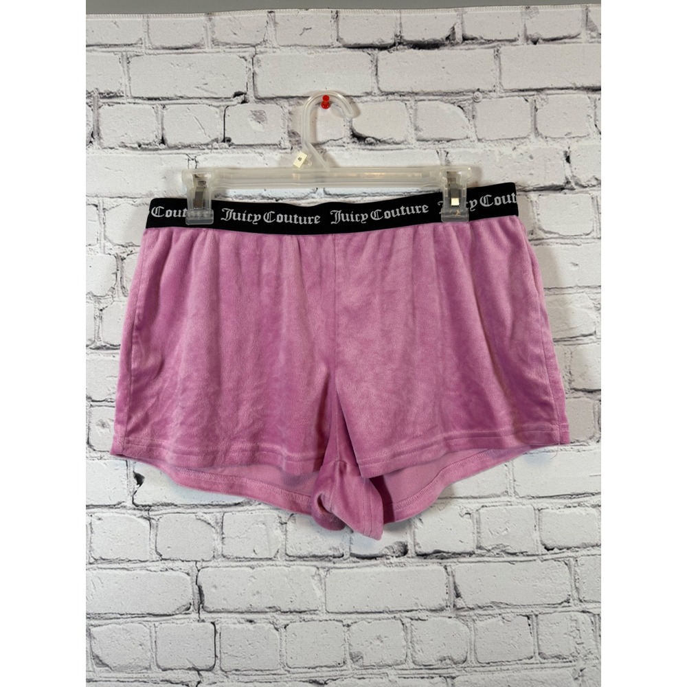 Juicy Couture Velour Shorts Rhinestone Logo Lounge Sleepwear Pink size Large